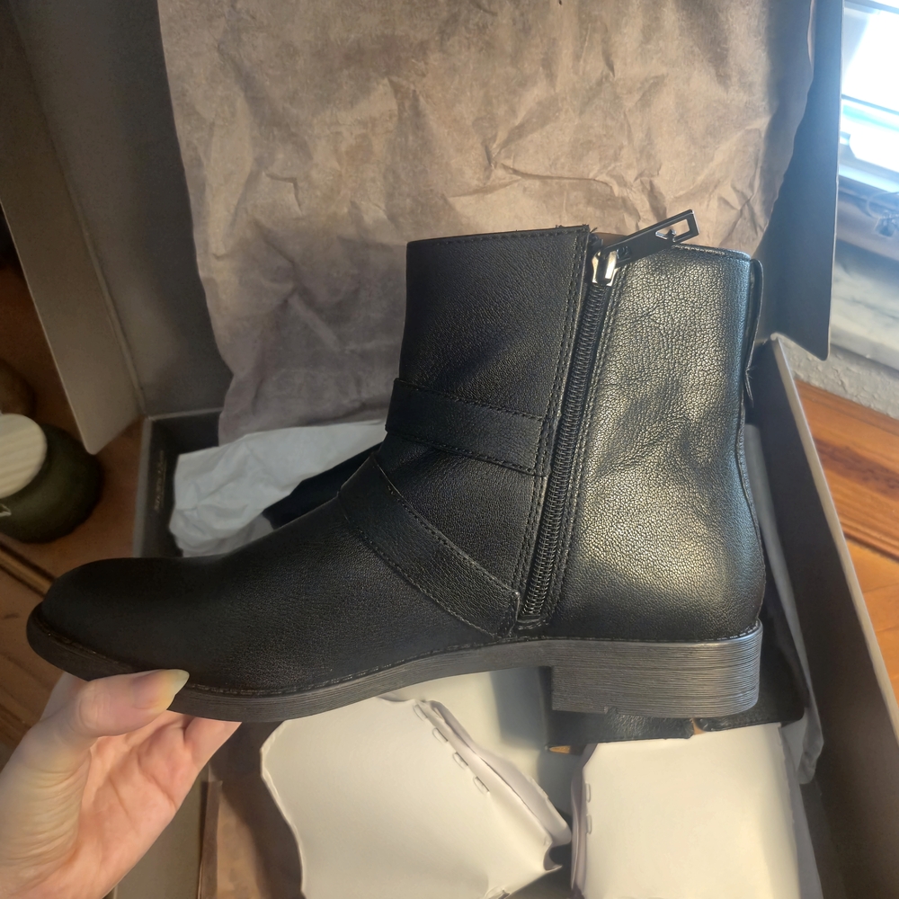 Franco Sarto Black Buckle Ankle Boots - Picture 4 of 9